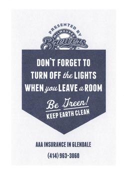 2012 Milwaukee Brewers Police - AAA Insurance in Glendale #NNO Kameron Loe Back