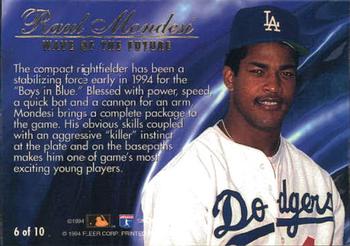 1994 Flair - Wave of the Future #6 Raul Mondesi Back