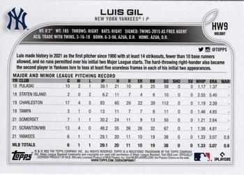 2022 Topps Holiday #HW9 Luis Gil Back