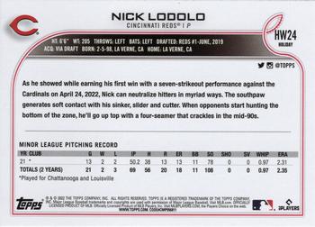 2022 Topps Holiday #HW24 Nick Lodolo Back