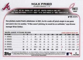2022 Topps Holiday #HW31 Max Fried Back