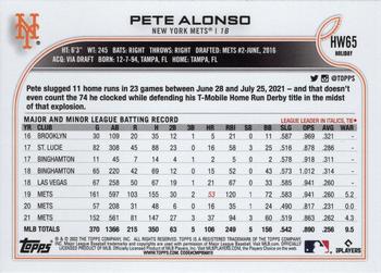 2022 Topps Holiday #HW65 Pete Alonso Back