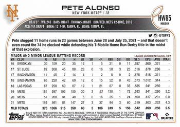2022 Topps Holiday #HW65 Pete Alonso Back
