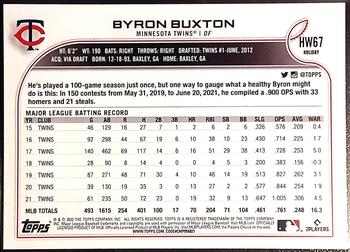 2022 Topps Holiday #HW67 Byron Buxton Back