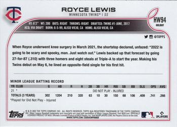 2022 Topps Holiday #HW94 Royce Lewis Back