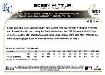 2022 Topps Holiday #HW150 Bobby Witt Jr. Back
