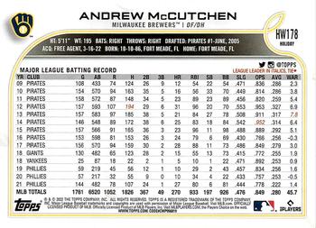 2022 Topps Holiday #HW178 Andrew McCutchen Back