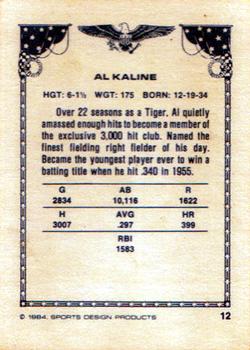 1984-85 Sports Design Products #12 Al Kaline Back
