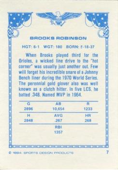1984-85 Sports Design Products #7 Brooks Robinson Back