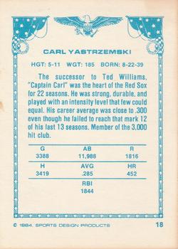1984-85 Sports Design Products #18 Carl Yastrzemski Back