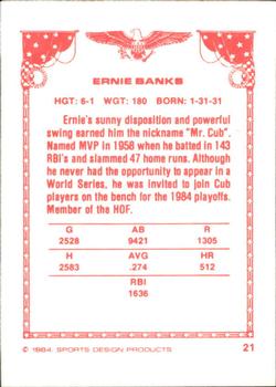 1984-85 Sports Design Products #21 Ernie Banks Back