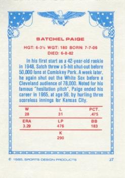 1984-85 Sports Design Products #37 Satchel Paige Back