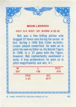 1984-85 Sports Design Products #45 Bob Lemon Back