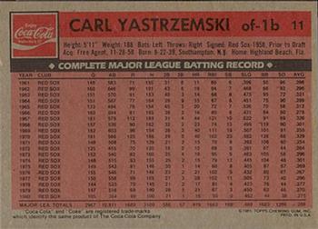 1981 Topps Coca-Cola Boston Red Sox #11 Carl Yastrzemski  Back