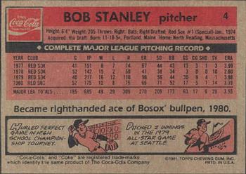 1981 Topps Coca-Cola Boston Red Sox #4 Bob Stanley  Back