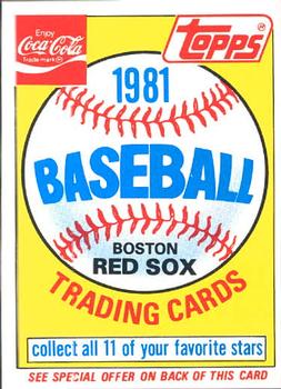 1981 Topps Coca-Cola Boston Red Sox #NNO Red Sox Ad Card  Front