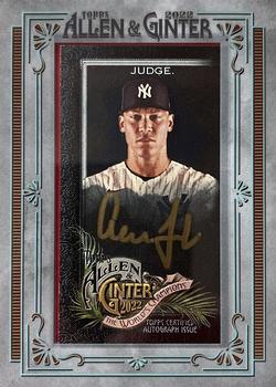 2022 Topps Allen & Ginter X - Mini Silver Frame Gold Ink Autographs #MA-AJ Aaron Judge Front