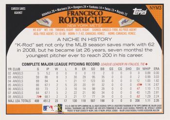 2009 Topps - New York Mets #NYM3 Francisco Rodriguez Back