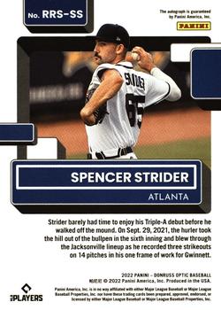 2022 Donruss Optic - Rated Rookie Signatures #RRS-SS Spencer Strider Back