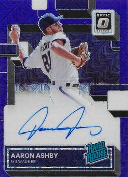 2022 Donruss Optic - Rated Rookie Signatures Purple Mojo Prizm #RRS-AA Aaron Ashby Front