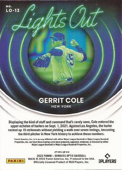 2022 Donruss Optic - Lights Out Holo Prizm #LO-13 Gerrit Cole Back