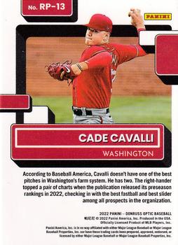 2022 Donruss Optic - Rated Prospects #RP-13 Cade Cavalli Back