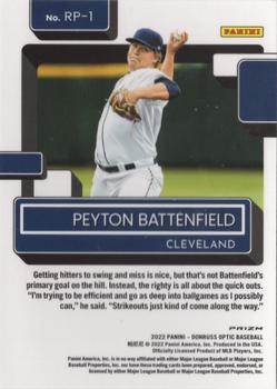 2022 Donruss Optic - Rated Prospects Holo Prizm #RP-1 Peyton Battenfield Back