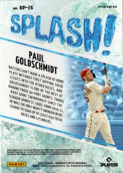 2022 Donruss Optic - Splash Holo Prizm #SP-15 Paul Goldschmidt Back