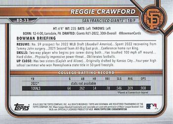 2022 Bowman Draft #BD-33 Reggie Crawford Back