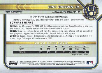2022 Bowman Draft #BD-48 Eric Brown Jr. Back