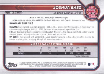 2022 Bowman Draft #BD-76 Joshua Baez Back