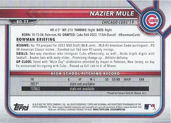 2022 Bowman Draft #BD-77 Nazier Mule Back