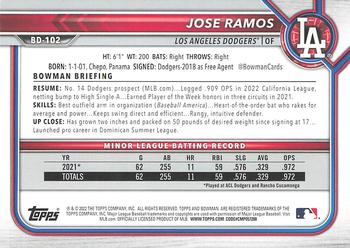 2022 Bowman Draft #BD-102 Jose Ramos Back