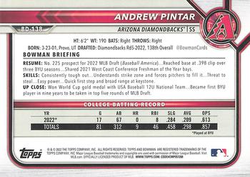 2022 Bowman Draft #BD-138 Andrew Pintar Back