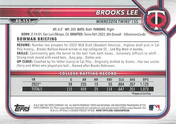 2022 Bowman Draft #BD-153 Brooks Lee Back