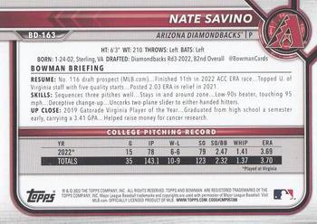 2022 Bowman Draft #BD-163 Nate Savino Back