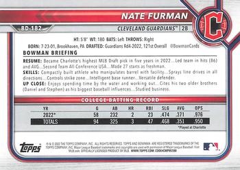 2022 Bowman Draft #BD-182 Nate Furman Back