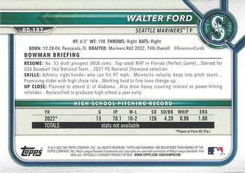 2022 Bowman Draft #BD-187 Walter Ford Back