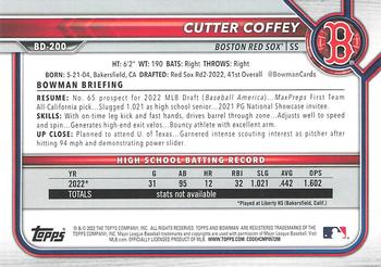 2022 Bowman Draft #BD-200 Cutter Coffey Back