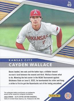 2022 Panini Elite Extra Edition #49 Cayden Wallace Back