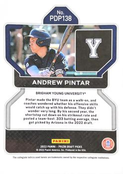 2022 Panini Prizm Draft Picks #PDP138 Andrew Pintar Back