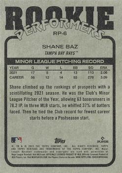 2022 Topps Heritage - Rookie Performers #RP-6 Shane Baz Back