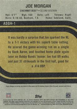 2022 Topps Heritage - 1973 MLB All-Star Game Highlights #ASGH-1 Joe Morgan Back