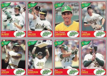 1992 Oakland Athletics Baseball Co. A's Dream Team - Sheets #1 / 2 / 3 / 4 / 5 / 6 / 7 / 8 Mark McGwire / Mike Gallego / Bert Campaneris / Carney Lansford / Reggie Jackson / Rickey Henderson / Jose Canseco / 	Dave Parker Front