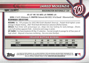 2022 Bowman Draft 1st Edition #BD-5 Jared McKenzie Back