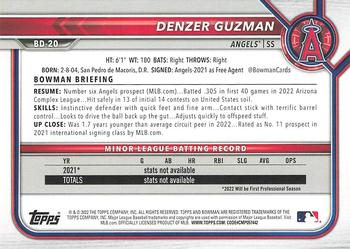 2022 Bowman Draft 1st Edition #BD-20 Denzer Guzman Back