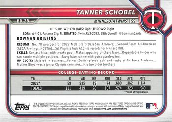 2022 Bowman Draft 1st Edition #BD-28 Tanner Schobel Back