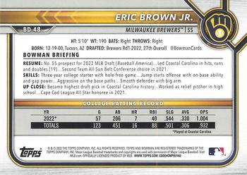 2022 Bowman Draft 1st Edition #BD-48 Eric Brown Jr. Back