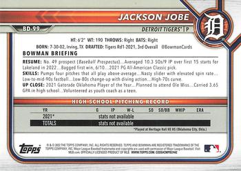 2022 Bowman Draft 1st Edition #BD-99 Jackson Jobe Back
