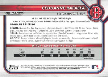 2022 Bowman Draft 1st Edition #BD-104 Ceddanne Rafaela Back